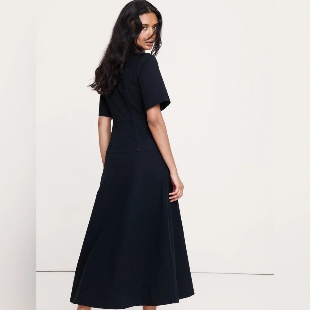 NWT! Banana Republic Black Cotton Canvas Zip-Front Maxi Dress - Multiple Sizes - Picture 3 of 9